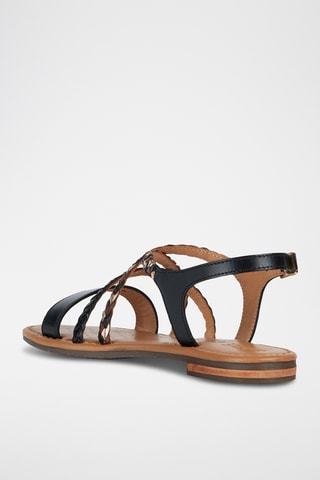 Sandales en cuir de buffle Sozy - Noir et doré