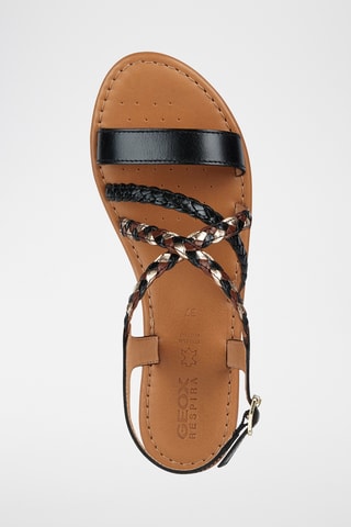 Sandales en cuir de buffle Sozy - Noir et doré