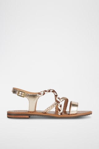 Sandales en cuir de buffle Sozy - Marron et doré