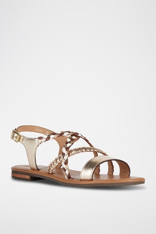Sandales en cuir de buffle Sozy - Marron et doré
