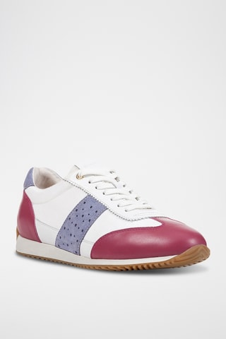 Baskets en cuir Calithe - Blanc et fuchsia