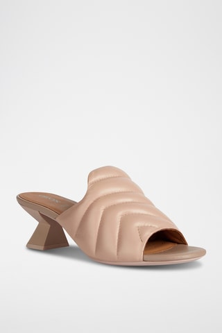 Mules à talons en cuir de mouton nappa Onice - Nude