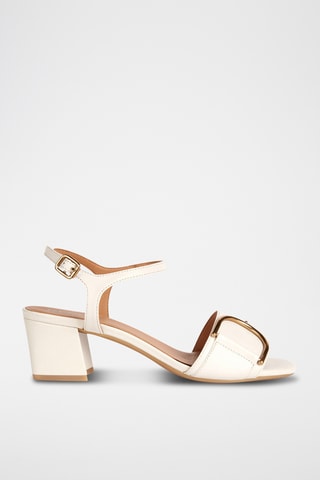 Sandales à talons en cuir de mouton nappa Eraklia - Ecru