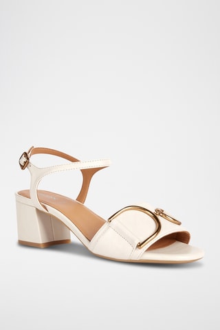 Sandales à talons en cuir de mouton nappa Eraklia - Ecru