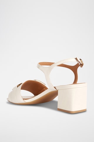 Sandales à talons en cuir de mouton nappa Eraklia - Ecru