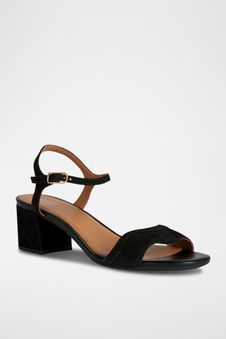 Sandales à talons en cuir de chèvre Eraklia - Noir