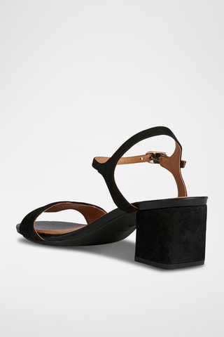 Sandales à talons en cuir de chèvre Eraklia - Noir