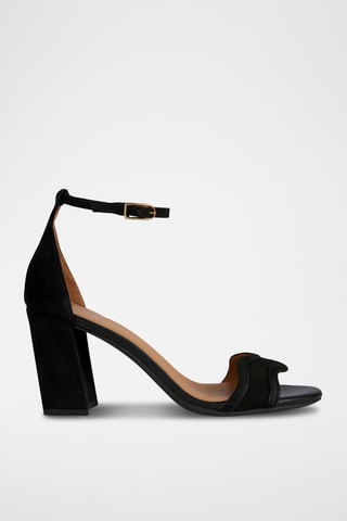 Sandales à talons en cuir de chèvre Eraklia - Noir