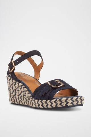 Sandales compensées en nubuck Panarea - Bleu marine