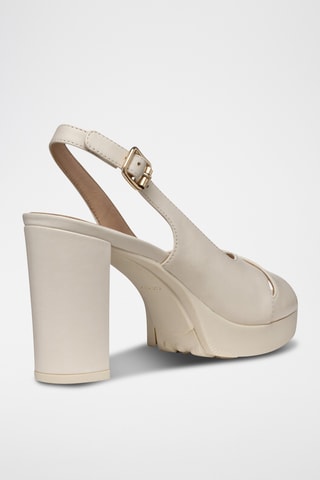 Sandales à talons en cuir de mouton Walk Pleasure - Ecru
