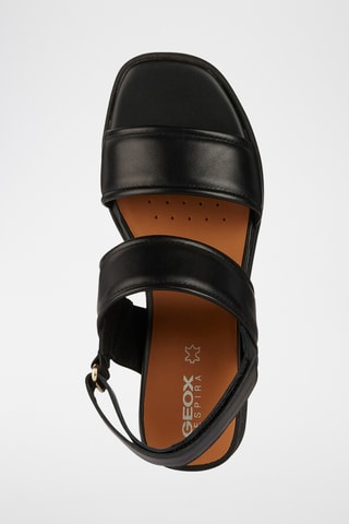 Sandales compensées en cuir de mouton nappa Spherica - Noir