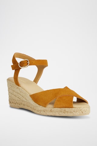 Sandales compensées en nubuck Gelsa - Moutarde