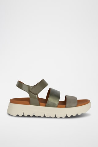 Sandales plateformes en cuir de veau nubuck Xand - Kaki