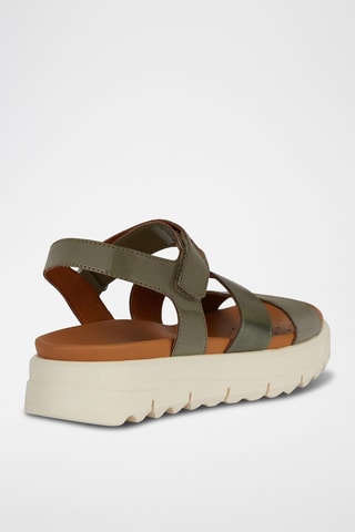 Sandales plateformes en cuir de veau nubuck Xand - Kaki