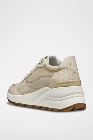 Baskets compensées en cuir Spherica - Beige