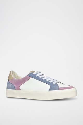 Baskets en cuir de veau nubuck Emmeleny - Ciel et blanc