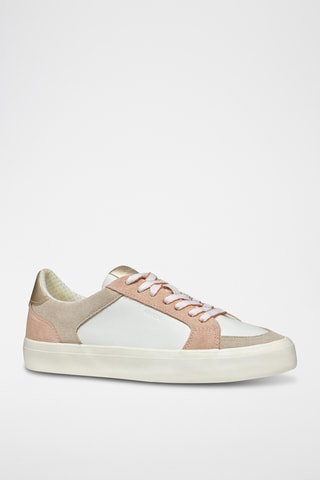 Baskets en cuir de veau nubuck Emmeleny - Rose et blanc