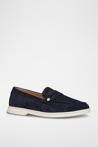 Mocassins en cuir de veau nubuck Xand 3D - Bleu marine