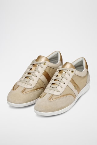 Baskets en cuir de veau nubuck et cuir nappa Myria - Doré