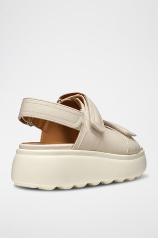 Sandales compensées en cuir de veau nappa Spherica - Ecru