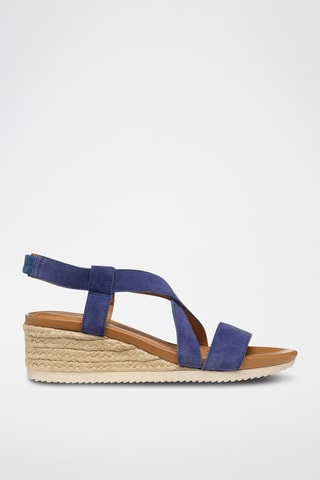 Sandales compensées en cuir Ischia - Bleu foncé