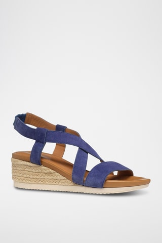 Sandales compensées en cuir Ischia - Bleu foncé