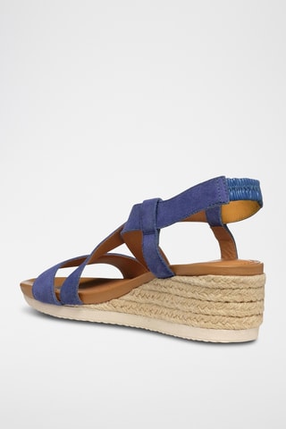 Sandales compensées en cuir Ischia - Bleu foncé
