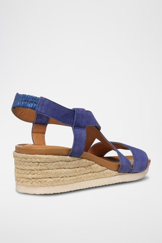 Sandales compensées en cuir Ischia - Bleu foncé