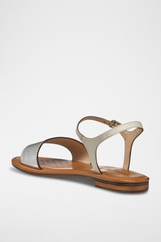 Sandales en cuir de chèvre Sozy - Argenté et écru
