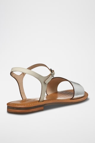 Sandales en cuir de chèvre Sozy - Argenté et écru