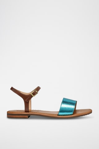 Sandales en cuir de chèvre Sozy - Turquoise et marron