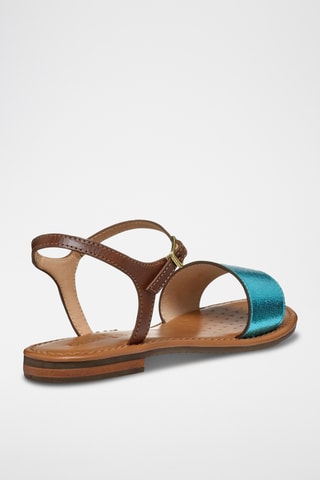 Sandales en cuir de chèvre Sozy - Turquoise et marron
