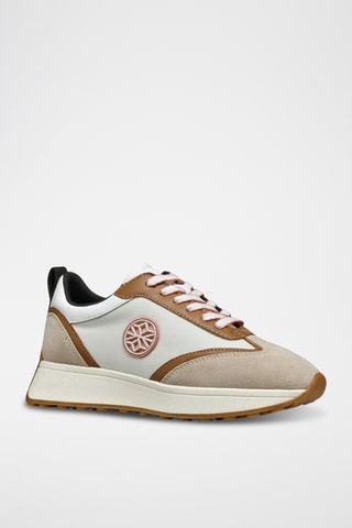 Baskets en cuir Amabel - Taupe et blanc