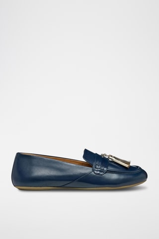Mocassins en cuir de mouton Palmaria - Bleu marine et doré