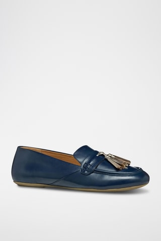 Mocassins en cuir de mouton Palmaria - Bleu marine et doré