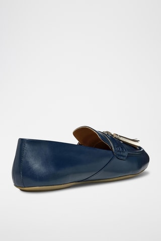 Mocassins en cuir de mouton Palmaria - Bleu marine et doré