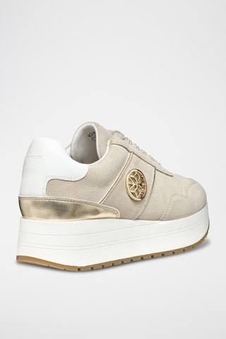 Baskets en cuir de veau nubuck Kency - Taupe et doré