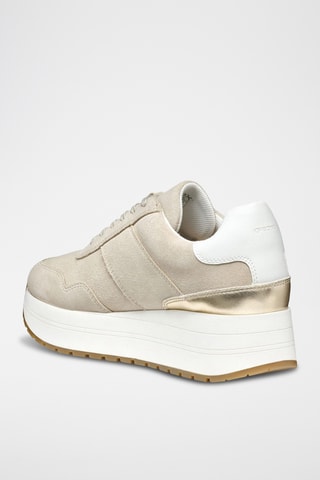 Baskets en cuir de veau nubuck Kency - Taupe et doré