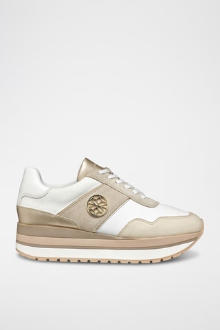 Baskets cuir Kency - Blanc et taupe