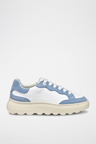 Baskets en cuir Spherica - Blanc et bleu clair