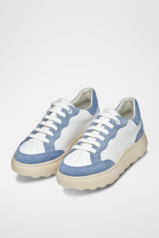 Baskets en cuir Spherica - Blanc et bleu clair