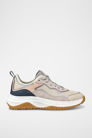 Baskets en cuir de veau nubuck Oliviera - Taupe et nude