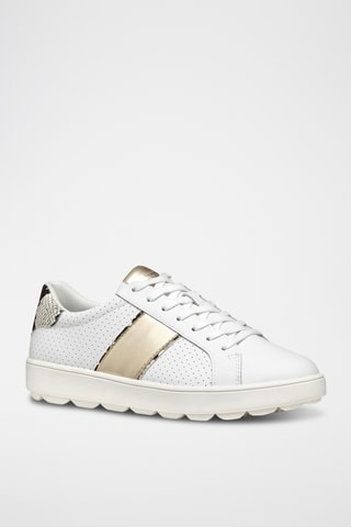 Baskets en cuir Spherica - Blanc et doré