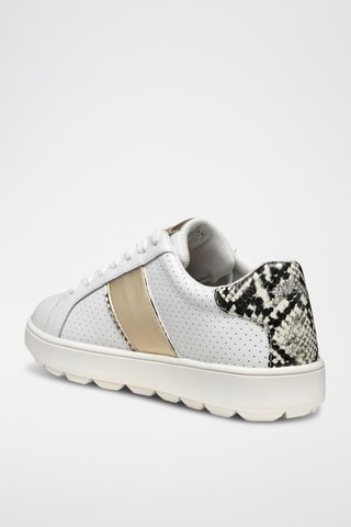 Baskets en cuir Spherica - Blanc et doré