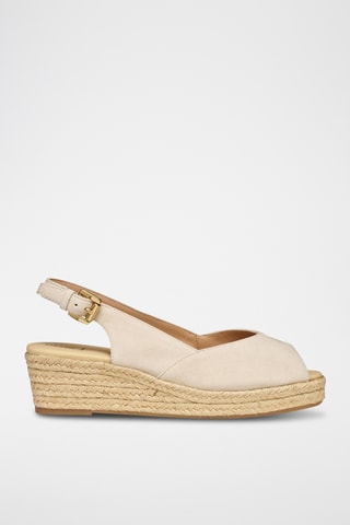 Sandales compensées en cuir de chèvre nubuck Iberide - Taupe