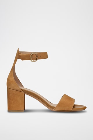 Sandales à talons en cuir de chèvre nubuck Virnilisa - Marron clair