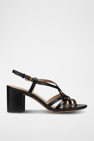 Sandales à talons en cuir de mouton - Noir