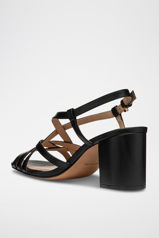 Sandales à talons en cuir de mouton - Noir