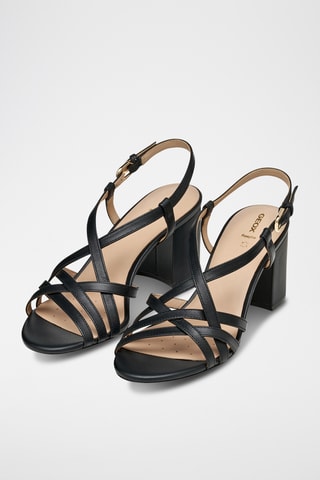 Sandales à talons en cuir de mouton - Noir