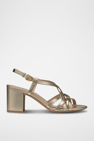 Sandales à talons en cuir de mouton - Doré